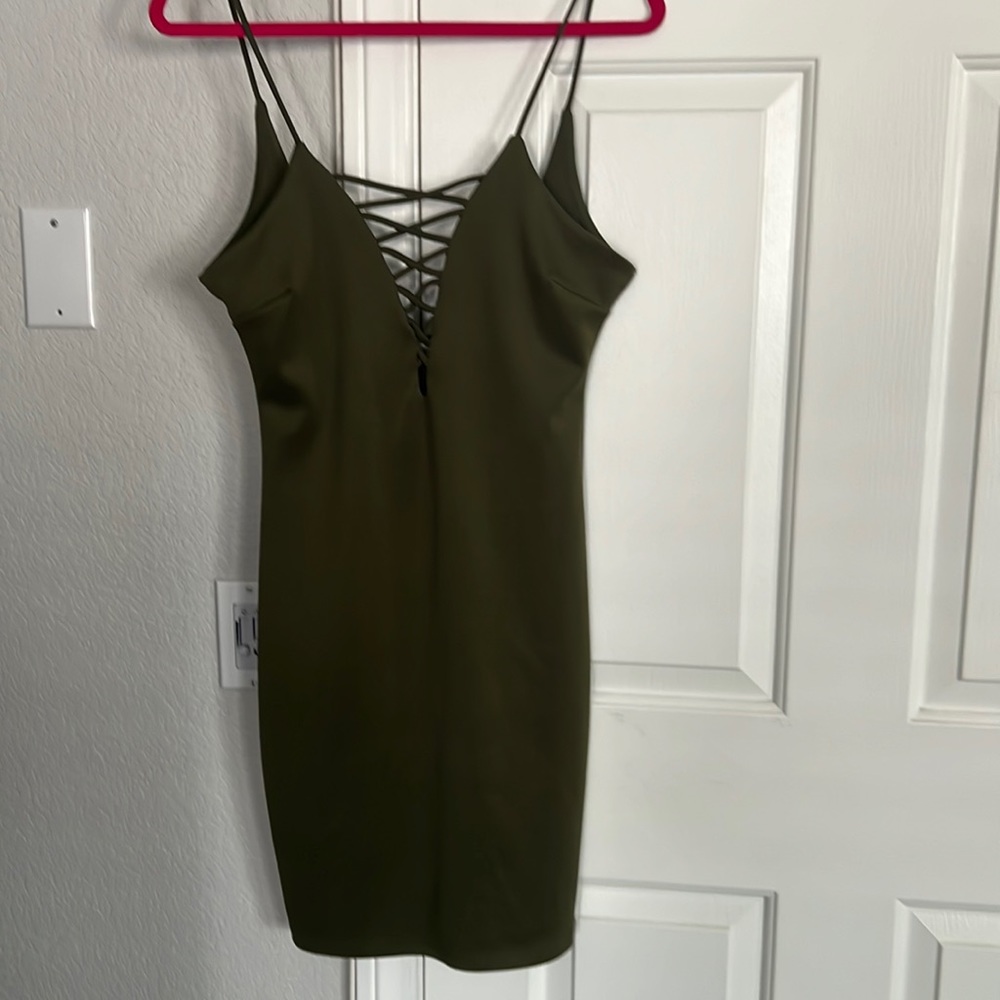 Super cute olive green slimming dress
